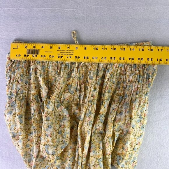 Womens American Eagle High Waisted Floral Short Front Pleats Drawstring Yellow L - Picture 12 of 14